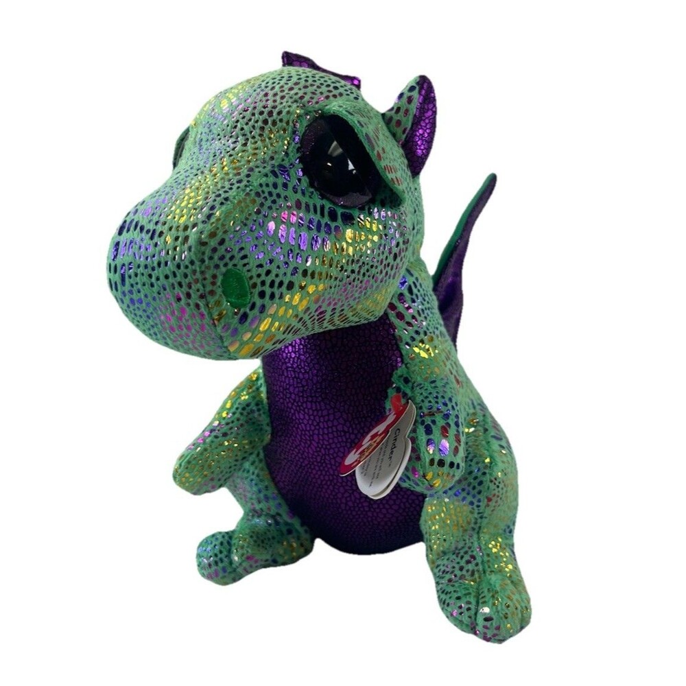 Ty Beanie Boos  Cinder the Dragon 10” Plush Stuffed Animal Green Purple NWT Toy